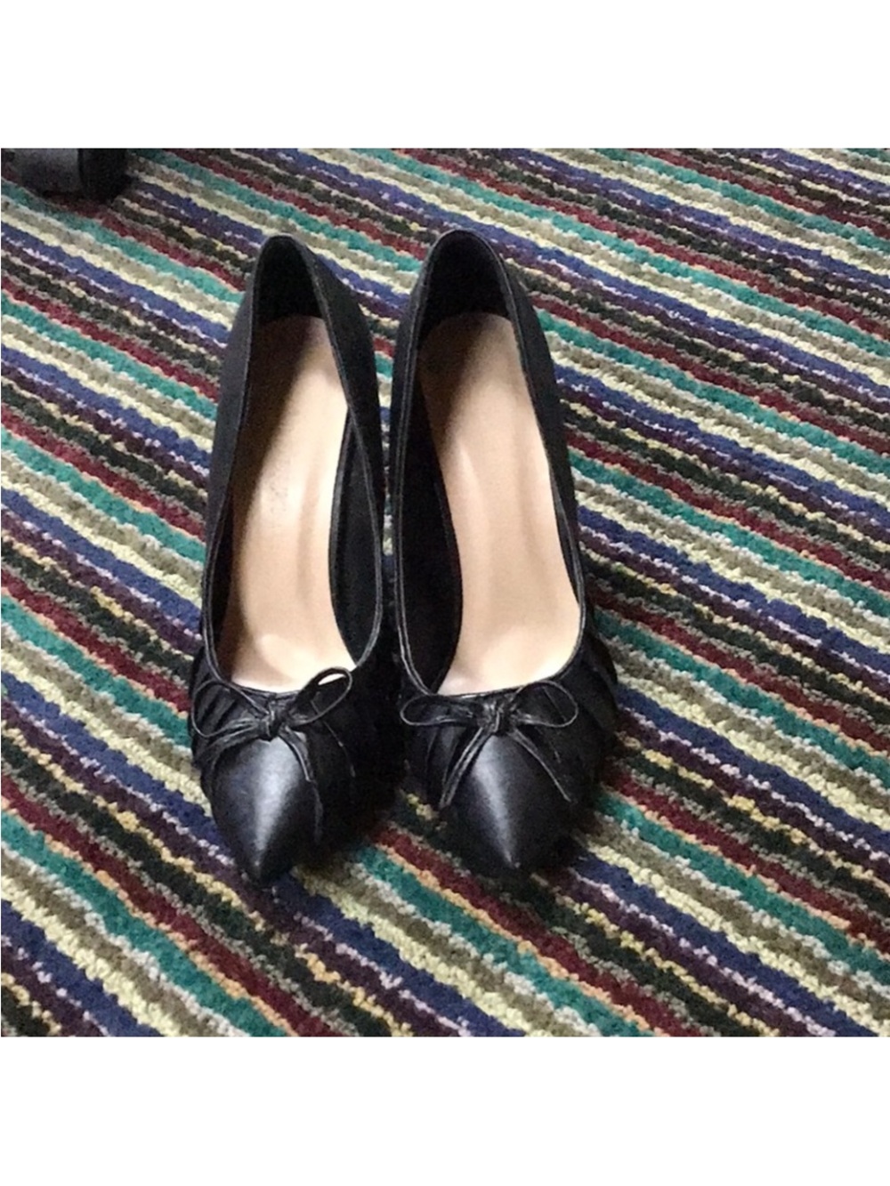 Classic Black Pointed Toe Heels with Bow